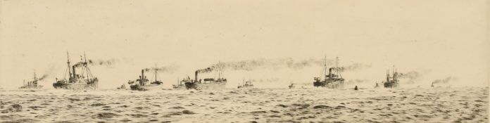 William Lionel Wyllie (1851-1931) British, a swept channel, the North Sea, etching, signed in