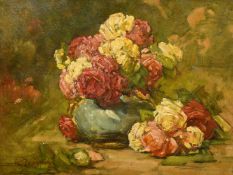 Georges Jeannin (1841-1925) French, a still life of roses, oil on panel, 15