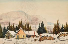 Graham Noble Norwell, A Canadian homestead in Winter and another by the same hand, both signed, 9.5
