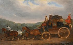 Charles Cooper Anderson (1803-1877) British, 'The Carlisle to York Mail Coach', oil on canvas, label