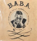 Circa 1960, a depiction of a middle aged man beneath the inscription 'Founder Member of the