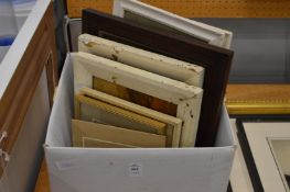 A small group of paintings and prints to include a pair of female figure collages made from stamps.