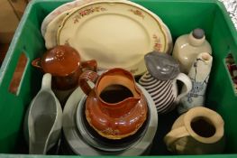 Pottery jugs and other items.