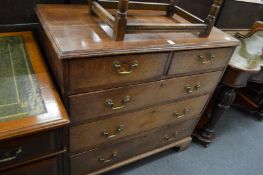 A George III oak straight front chest of drawers.