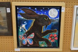 Study of a Hare in moonlight, oil on canvas.