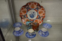 Oriental items to include Cloisonne vase, box and cover, and Imari dish etc.