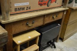 A good large pine work table with drawers to each side.