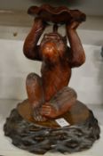 Japanese carved wood monkey stand.