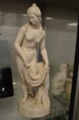 A Parian ware group standing classical female nude.