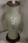 Chinese Celadon baluster shaped lamp base.