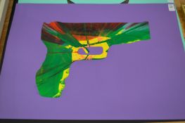 In the manner of Damien Hirst, Spin picture of a gun.