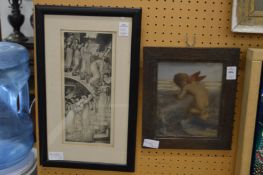 A print after Burne Jones and another after Watts.