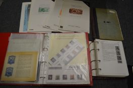A box containing a folder of Australian stamps etc together with catalogues etc.