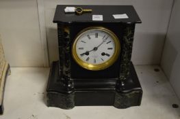 A Victorian slate mantle clock, the dial signed Hry Marc, Paris.