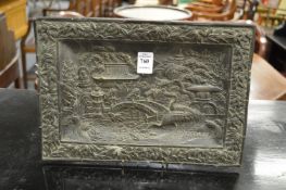 A Japanese cast metal decorative tray.