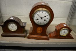 Three Edwardian mantle clocks (af).
