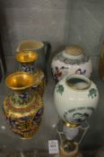 A small Carltonware dragon decorated vase and other items.