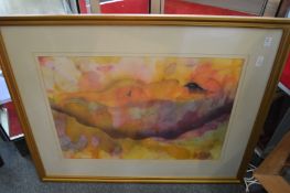 Reclining female nude, colour print together with another print.