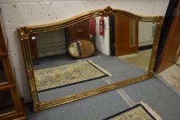 A good large modern gilt framed over mantle mirror, 184cm long x 115cm high.
