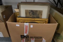 Box of paintings and prints etc.