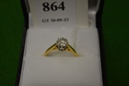An 18ct gold and diamond solitaire ring, size K.