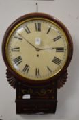 A Regency brass inlaid mahogany drop dial wall clock with fusee movement.