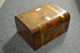 A Victorian brass bound walnut writing slope.