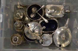 A quantity of silver condiments.