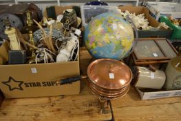 Miscellaneous collectables to include copper chafing dish, globe, stoneware bottles etc.
