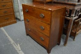 A mahogany straight front three drawer chest.