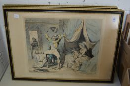 The Morning after Marriage, reproduction colour print and three others similar, uniformly framed and