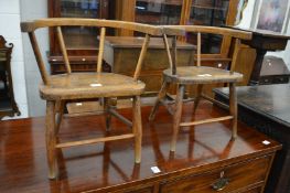 A good pair of child's Windsor type stick back chairs.