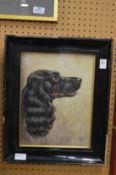 Jaques Browne, study of a dogs head, watercolour, signed.