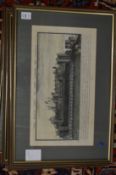 The West View of the Tower of London, colour engraving and five similar, all uniformly framed and