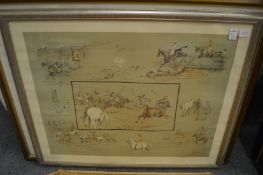 Snaffles, colour print depicting polo players together with two other equestrian scenes.
