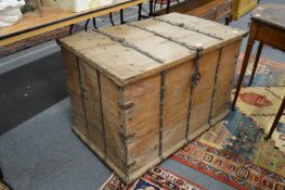 An Eastern iron bound teak trunk.
