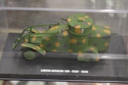A model of an early tank/armoured car.