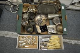 A quantity of plated items to include flatware.