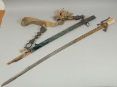 A 19TH CENTURY IVORY HANDLE SWORD, complete with original blade, knucklebow, guard and scabbard,