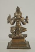 A SMALL INDIAN BRONZE DEITY, 11.5cm high.