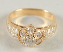 AN 18CT WHITE GOLD DIAMOND FLOWER CLUSTER RING.