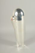 A SILVER PLATED ZEPPELIN SHAPE COCKTAIL SHAKER. 9.5ins high.