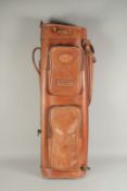 EDWARD GREEN, LONDON. A HAND MADE LEATHER STRAP GOLF BAG. 2ft 11ins.