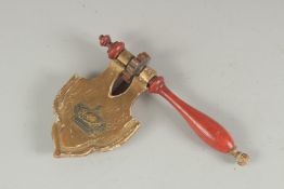 A SMALL GEORGIAN ARMORIAL ROYAL RATTLE.