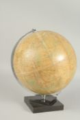 A PHILIPS 10INS TERRESTRIAL GLOBE on a square base.