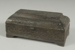 AN EARLY BRONZE CASKET. 6.5ins long
