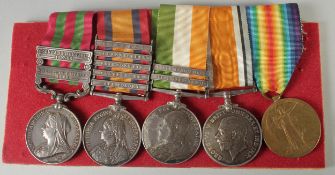 3508. PTE. J. H. LEMON. GORDON HIGHLANDERS. A GROUP OF FIVE MEDALS: INDIA MEDAL with two bars.