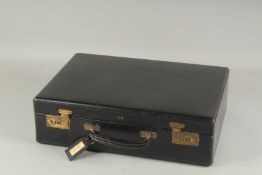 ASPREY OF LONDON. A BLACK LEATHER ATTACHE CASE. 1ft 6ins wide.