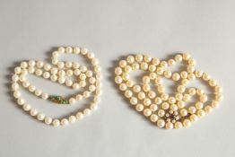 TWO GOOD STRINGS OF PEARLS.