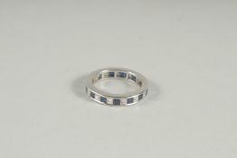 AN 18CT WHITE GOLD, DIAMOND AND SAPPHIRE FULL ETERNITY RING.